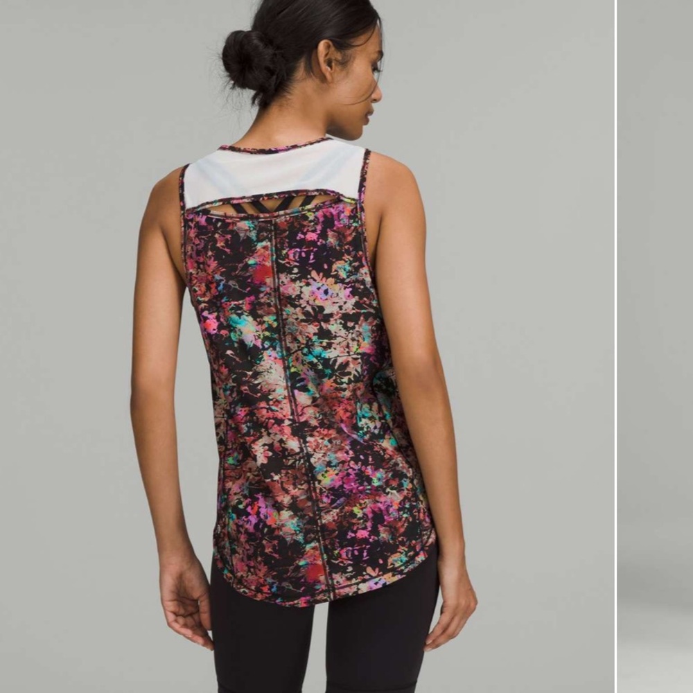 Lululemon Sculpt Tank Top Stencil Blossom Red Multi size L- gently used
